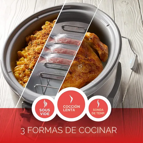 Miniatura 3 de Black + Decker Olla de cocción lenta digital de 6.6 L, SCD7007SSD, sonda de temperatura, Sous-Vide, tapa con bloqueo, olla de cerámica extraíble