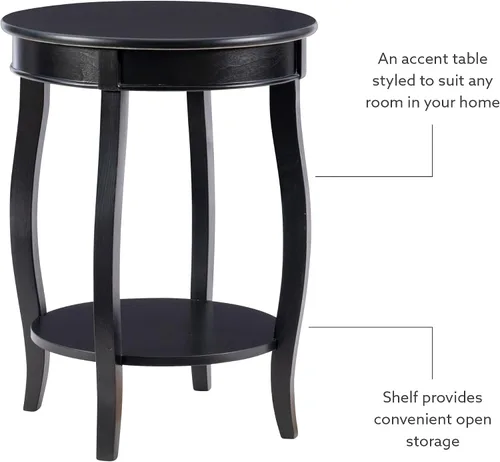 Miniatura 5 de Powell Mesa redonda para muebles con estante, color negro