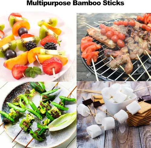 Miniatura 9 de 200 PIEZAS pinchos de bambú, palitos de comida de 6 pulgadas para aperitivos, frutas, brochetas a la parrilla, palillos de cóctel para bebidas