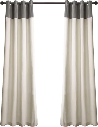 Miniatura 5 de Lush Decor Milo Linen - Par de paneles de cortinas para ventana, 84 x 52 pulgadas, gris y blanco roto