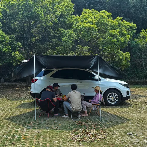 Miniatura 5 de Toldo para Automóvil Camping SUV Refugio Solar Impermeable Universal Carpa Toldo Anti-UV para Furgoneta Autocaravana Caravana Camión Vehículo Negro