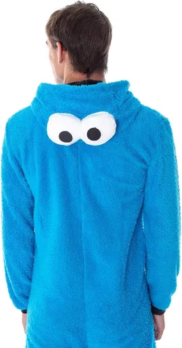 Miniatura 3 de Sésamo Street - Disfraz unisex de monstruo de galleta para adultos, sherpa de una pieza, traje de pijama para hombres y mujeres, Azul