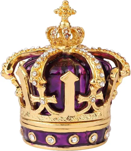 Miniatura 36 de QIFU Pintado a mano esmaltado estilo corona azul decorativo con bisagras joyería baratija caja regalo único para decoración del hogar