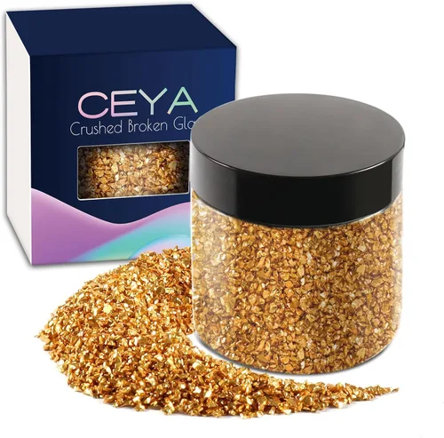 Miniatura 29 de Ceya 5.3 onzas/150g Vidrio Triturado Irregular Azul Neptuno Metálico Chips de Cristal Vidrio Roto Chips Purpurina 2-4mm Manualidades Purpurina
