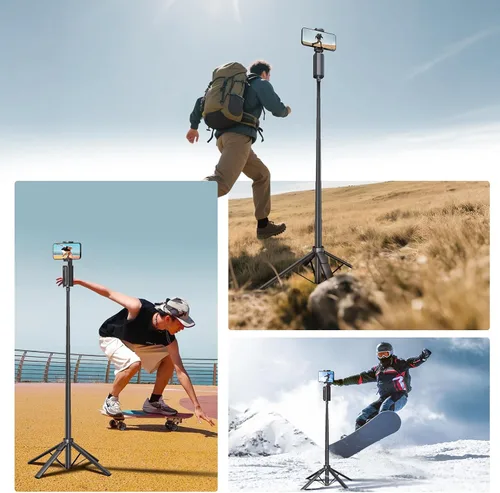 Miniatura 4 de Fuloview Trípode de seguimiento facial automático, trípode de teléfono de 67 pulgadas para iPhone, rotación de 360° que sigue tu movimiento, control