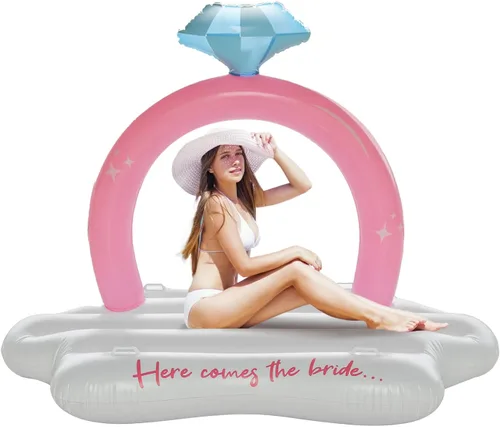 Flotador de anillo gigante I The Ultimate Bachelorette Pool Floats I Diamond Ring Pool Float para despedida de soltera fiesta en la piscina I Here