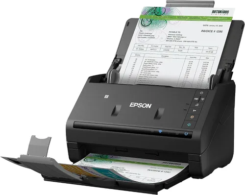 Epson Workforce ES-500WR - Escáner inalámbrico de documentos y recibos a color para PC y Mac, alimentador automático de documentos (ADF), color negro