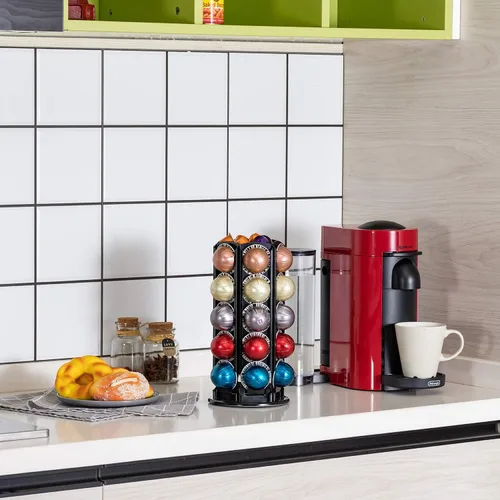 Miniatura 5 de Soporte de almacenamiento para cápsulas de café Nespresso Vertuo para 30 cápsulas con giros silenciosos de 360 grados, soporte para carrusel