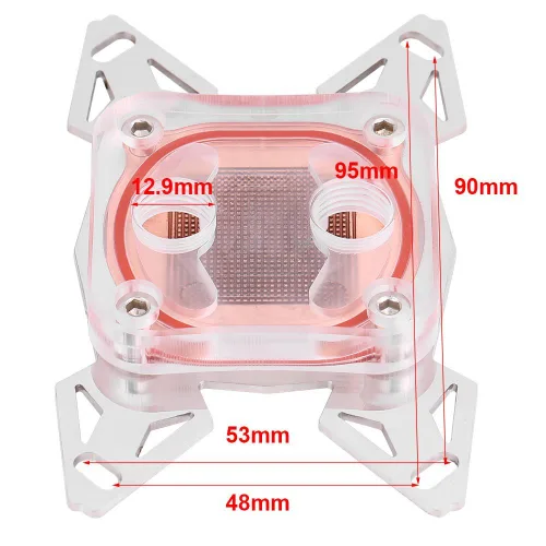 Miniatura 6 de Diyeeni Bloque de agua de CPU para enchufe AM4, enfriador de CPU de refrigeración por agua, disipador de calor G1/4 pulgadas, rosca de cobre