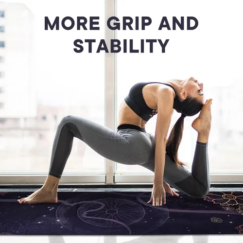 Miniatura 6 de Toallas de yoga, toalla antideslizante para esterilla de yoga caliente con puntos de agarre, manta de yoga de microfibra suave súper absorbente