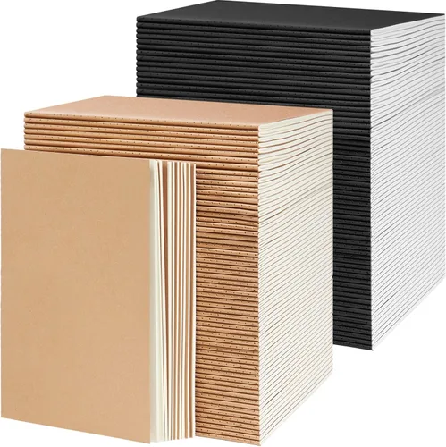 Miniatura 8 de Paquete de 72 cuadernos de papel kraft de 5.5 x 8.3 pulgadas, cuadernos A5 a granel de tapa blanda a rayas para niños, estudiantes, escritura, Marrón