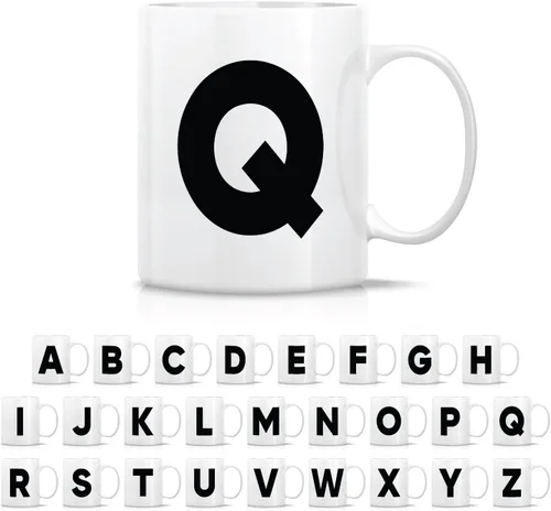 Miniatura 18 de Retreez Taza con monograma con monograma del alfabeto de la A a la Z con inicial, tazas de café de cerámica de 11 onzas – Agradecimiento