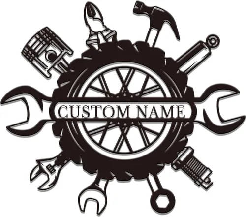 Miniatura 15 de Letrero de metal personalizado para garaje, arte de pared de taller personalizado, decoración mecánica para hombres, día del padre para los amantes
