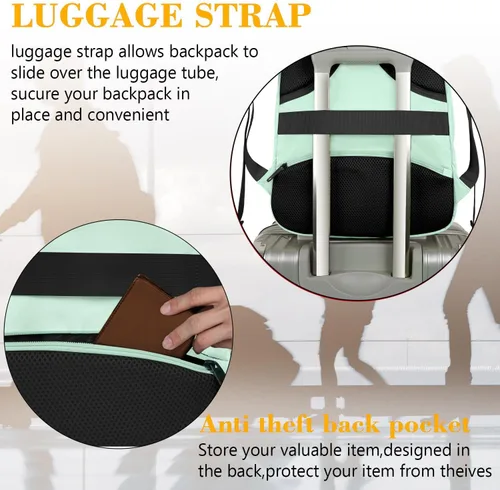 Miniatura 2 de MATEIN Mochila para laptop de 15.6 pulgadas con puerto de carga USB, mochila de viaje delgada y ligera resistente al agua para mujer Verde