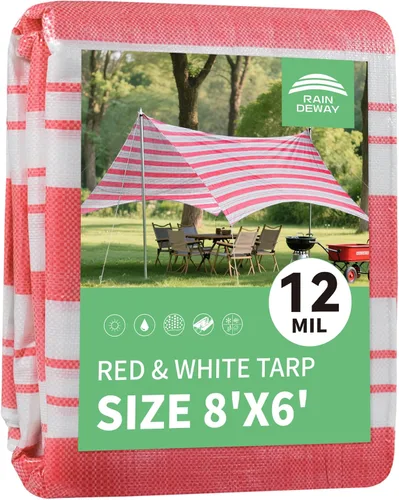 Miniatura 25 de RAINDEWAY Lona blanca resistente de 12 mil de 12 x 20 pies, resistente a los rayos UV, impermeable, resistente a la intemperie, con ojales de metal