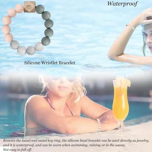 Miniatura 5 de BIHRTC - Pulserallavero para enganchar las llaves del auto, brazalete con cuentas de silicona para mujer