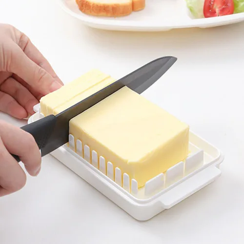 Miniatura 3 de UPKOCH Caja de mantequilla con tapa y cortador de acero inoxidable de 6.49 x 3.74 x 1.96 pulgadas, contenedor de almacenamiento de mantequilla