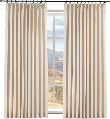 Miniatura 23 de Macochico Cortinas opacas de lino sintético de 52 pulgadas de ancho x 63 pulgadas de largo, panel de cortinas plisadas para dormitorio, aulas