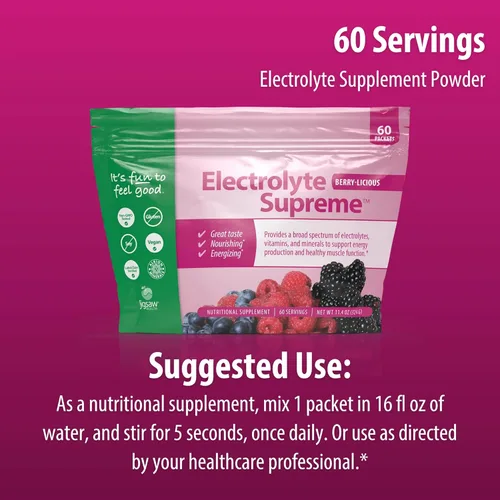 Miniatura 8 de Suplemento Jigsaw Health Electrolyte Supreme, delicioso sabor a bayas, amplio espectro de electrolitos + oligoelementos, 60 paquetes de polvo, 60