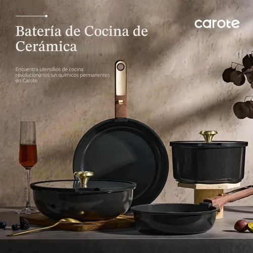 Miniatura 5 de CAROTE Juego de utensilios de cocina de cerámica de 15 piezas, juego de ollas y sartenes antiadherentes, juego de cocina de cocina con mango
