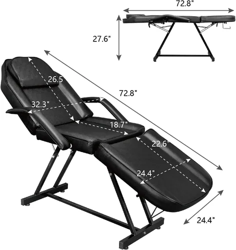 Miniatura 5 de OmySalon silla de masaje para salón, silla para tatuajes, cama para esteticistas con taburete hidráulico, cama facial de tres secciones multiusos