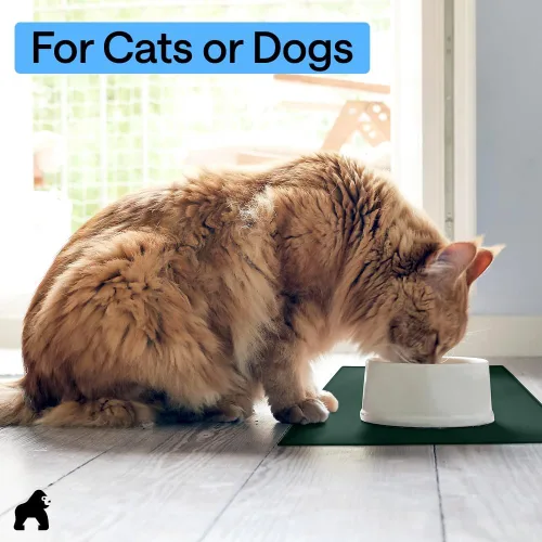 Miniatura 9 de GORILLA GRIP Alfombrilla de alimentación para mascotas 100% impermeable con bordes elevados sin BPA de silicona, alfombrillas para comida de gatos