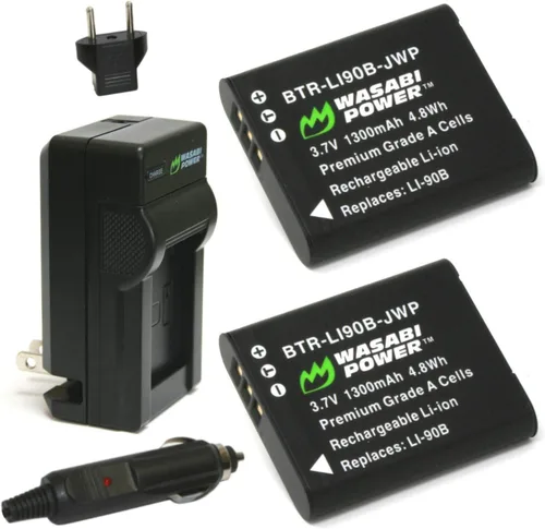 Wasabi Power Batería DB-110 (paquete de 2) y cargador para Ricoh GR III, GR IIIx, Theta X, WG-6 y G900, G900 II, G900SE II