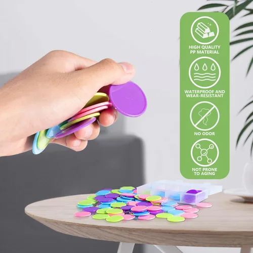 Miniatura 5 de SenseYo 100 fichas de juego de cartas de póquer de 1.45 pulgadas con caja de almacenamiento, contadores de aprendizaje de plástico de 1.45 pulgadas