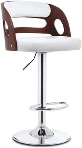 Miniatura 8 de Taburetes de bar con respaldo de madera maciza, taburetes de bar ajustables de cuero giratorios, sillas de bar giratorias con respaldo, silla de bar