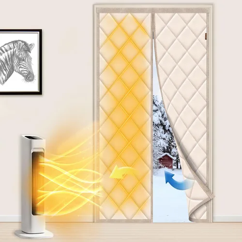 Miniatura 15 de MAGZO Cortina aislante para puerta corrediza de vidrio para invierno, 72 x 80 pulgadas, relleno Oxford mejorado con algodón grueso, kit de Gris