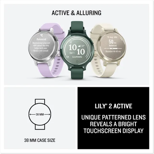 Miniatura 7 de Garmin Lily® 2 Active, reloj inteligente pequeño y elegante, GPS incorporado, pantalla oculta, lente estampada, hasta 9 días de duración