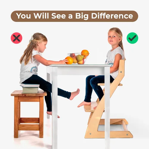 Miniatura 5 de FORNEL Silla alta de madera para bebés y niños pequeños, altura ajustable, fácil de limpiar, silla de comedor para niños de 3 años a 200 libras