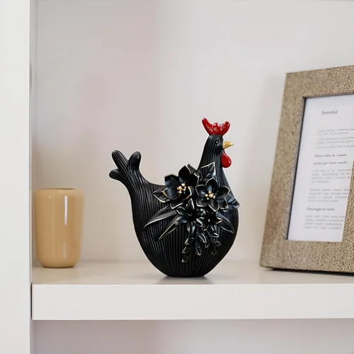 Miniatura 4 de Escultura decorativa de gallo para jardín (gallina negra)
