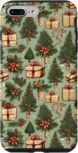 Miniatura 12 de Vintage Christmas Theme Holiday Trees, Presents, Teal, Bows Case for iPhone 17