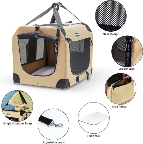 Miniatura 4 de Jaula portátil plegable para perros Petprsco, jaula de viaje para perros 24x17x17 con manta suave y cálida y cuenco plegable para gatos grandes