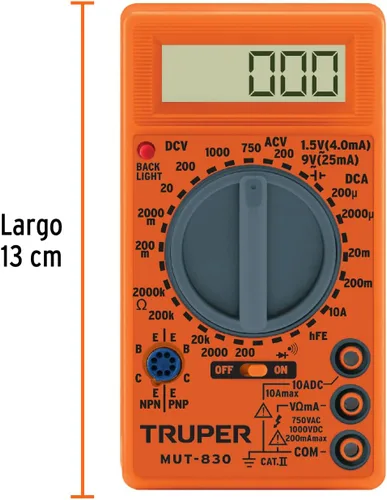 Miniatura 3 de TRUPER Multímetro digital ligero MUT-830