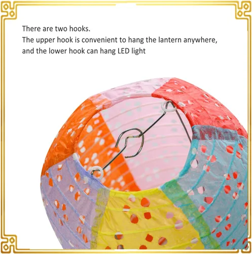 Miniatura 9 de 12 linternas de papel chinas, japonesas, coloridas linternas de papel colgantes con luces LED, 8 pulgadas, ovaladas, decorativas, asiáticas