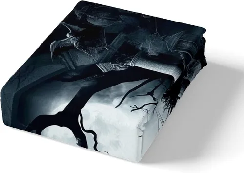 Miniatura 4 de Erosebridal Juego de ropa de cama con diseño de árbol de Halloween, tamaño matrimonial, funda de edredón gótica espeluznante para adolescentes