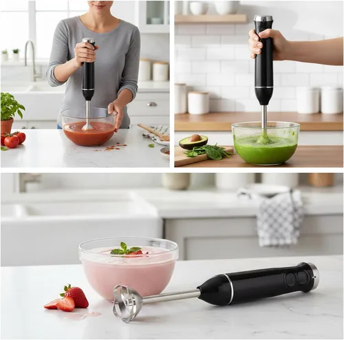 Miniatura 7 de Batidora de mano de 300 W - Mezclador de barra de inmersión para batidos, alimentos para bebés, salsas, bebidas - Batidora de cocina compacta