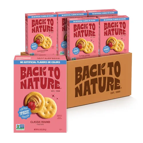 Miniatura 9 de Back to Nature Galletas redondas clásicas, sin OMG, veganas, hechas con harina de trigo y sal marina, Snack Happy, caja de 6.5 onzas