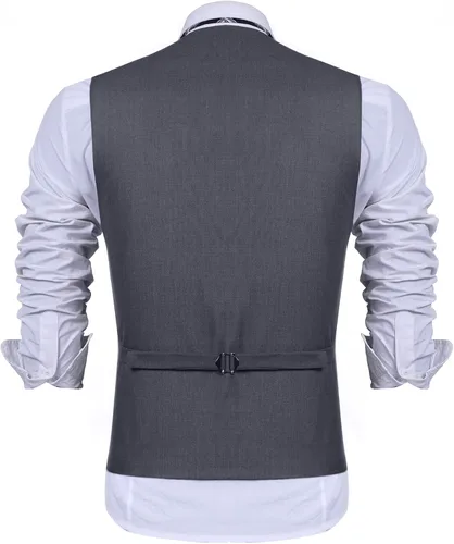 Miniatura 3 de COOFANDY Chaleco de traje de negocios para hombre, chaleco de vestir ajustado, chaleco de boda