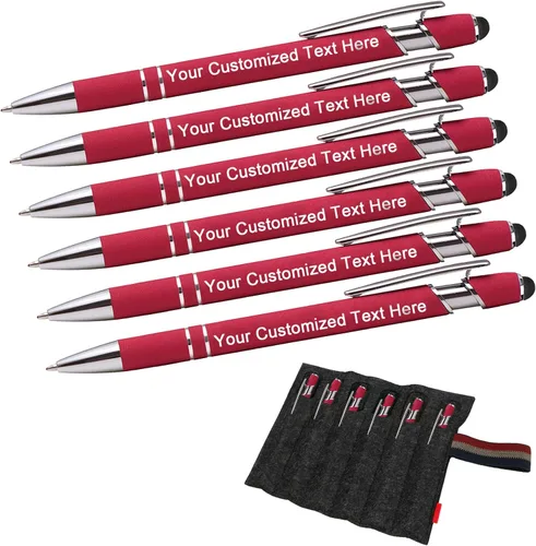 Miniatura 12 de EAQ Bolígrafos personalizados grabados personalizados con punta de lápiz capacitivo, bolígrafos con nombre de texto y mensaje para aniversarios