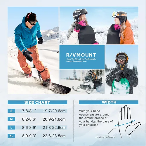 Miniatura 6 de RIVMOUNT - Guantes de invierno para hombre o mujer, guantes impermeables compatibles con pantallas táctiles, cálidos, para esquiar, protegen