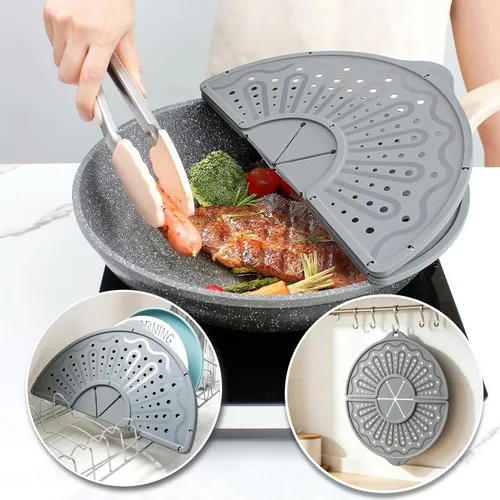 Miniatura 6 de Pantalla de silicona contra salpicaduras para sartén de 10, 11 y 12 pulgadas, protector contra salpicaduras plegable, protector contra salpicaduras