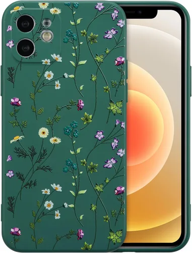 Miniatura 86 de RALEAVO Funda Floral para iPhone 12, Cubierta de Silicona Líquida con Bonito Patrón de Rama de Flores para Niñas y Mujeres, Funda Protectora de Goma