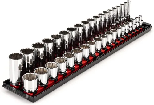 Miniatura 11 de TEKTON Juego de llaves de vaso de 12 puntos poco profundas de 3/8 pulgadas con riel, 9 piezas (5/16 - 3/4 pulgadas) SHD91103