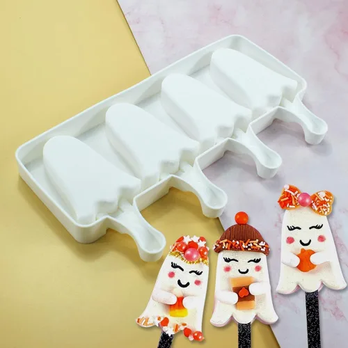 Miniatura 6 de Molde de silicona para paletas – Máquina de helados suave y lisa (2 piezas, blanco)