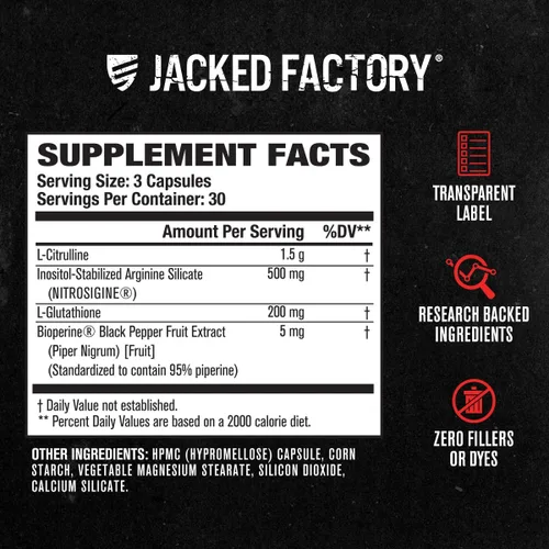 Miniatura 9 de Jacked Factory Nitrosurge Shred Termogénico Pre-Entrenamiento en Piña Naranja y Potenciador de óxido nítrico N.O. XT para hombres y mujeres