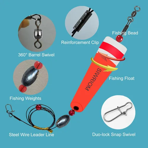 Miniatura 4 de Flotadores de corchos para pesca en agua salada, 4 piezas de bobbers pesados, pesca en tierra, flotador de corcho, sonajero para peces rojos