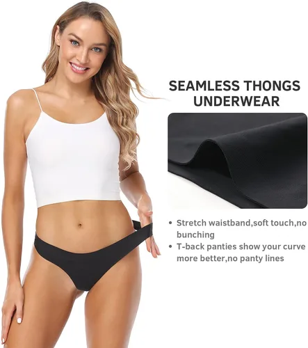 Miniatura 2 de Wealurre Tanga de microfibra de cintura baja para mujer sin costuras invisible